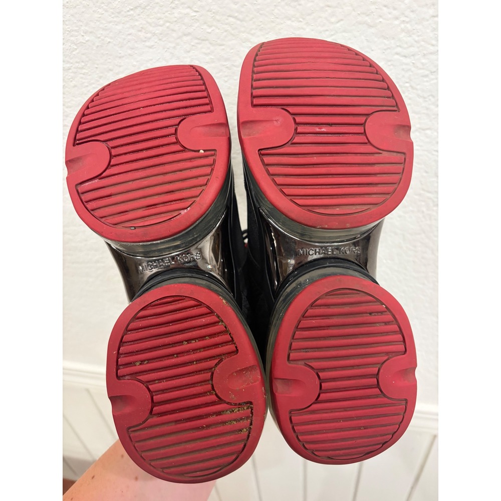 Michael Kors Bodie Bubble Trainer Sneakers Black Red Logo Platform Womens 8M - Picture 11 of 11